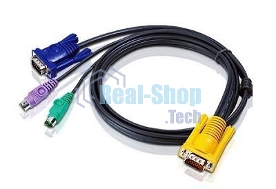 Шнур ATEN, мон+клав+мышь USB, SPHD15=>HD DB15+USB A-Тип, Male-2xMale, 8+4 проводов, опрессованный, 3 м., черный, (с поддержкой KVM PS/2) (2L-5203UP)
