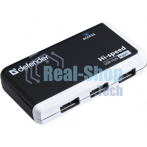 Разветвитель USB Defender QUADRO INFIX USB2.0 - 4 порта, скор. - до 480 Мбит/с, + кабель USB 2.0 A(M) - MiniB (M) - 1м.