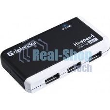 Разветвитель USB Defender QUADRO INFIX USB2.0 - 4 порта, скор. - до 480 Мбит/с, + кабель USB 2.0 A(M) - MiniB (M) - 1м.