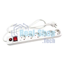 Сетевой фильтр UNIVersal ПВС 3x0,75 6 гнезд 1,8 м выключатель с индикацией, с/з, з/ш, белый