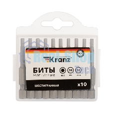 Бита шестигранная Kranz HEX-3х50 мм для шуруповерта (упак. 10 шт.)