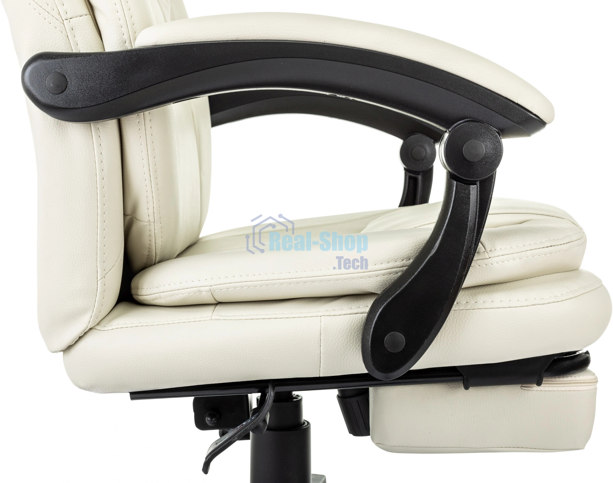 Кресло руководителя Бюрократ CH-868N-BF слоновая кость, эко.кожа, крестов. пластик, подст. для ног