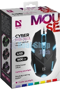 Мышь проводная Defender Cyber MB-560L черный, 1200 dpi, USB, кнопки - 3