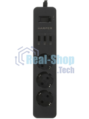 Удлинитель с USB зарядкой HARPER UCH-315 черный
