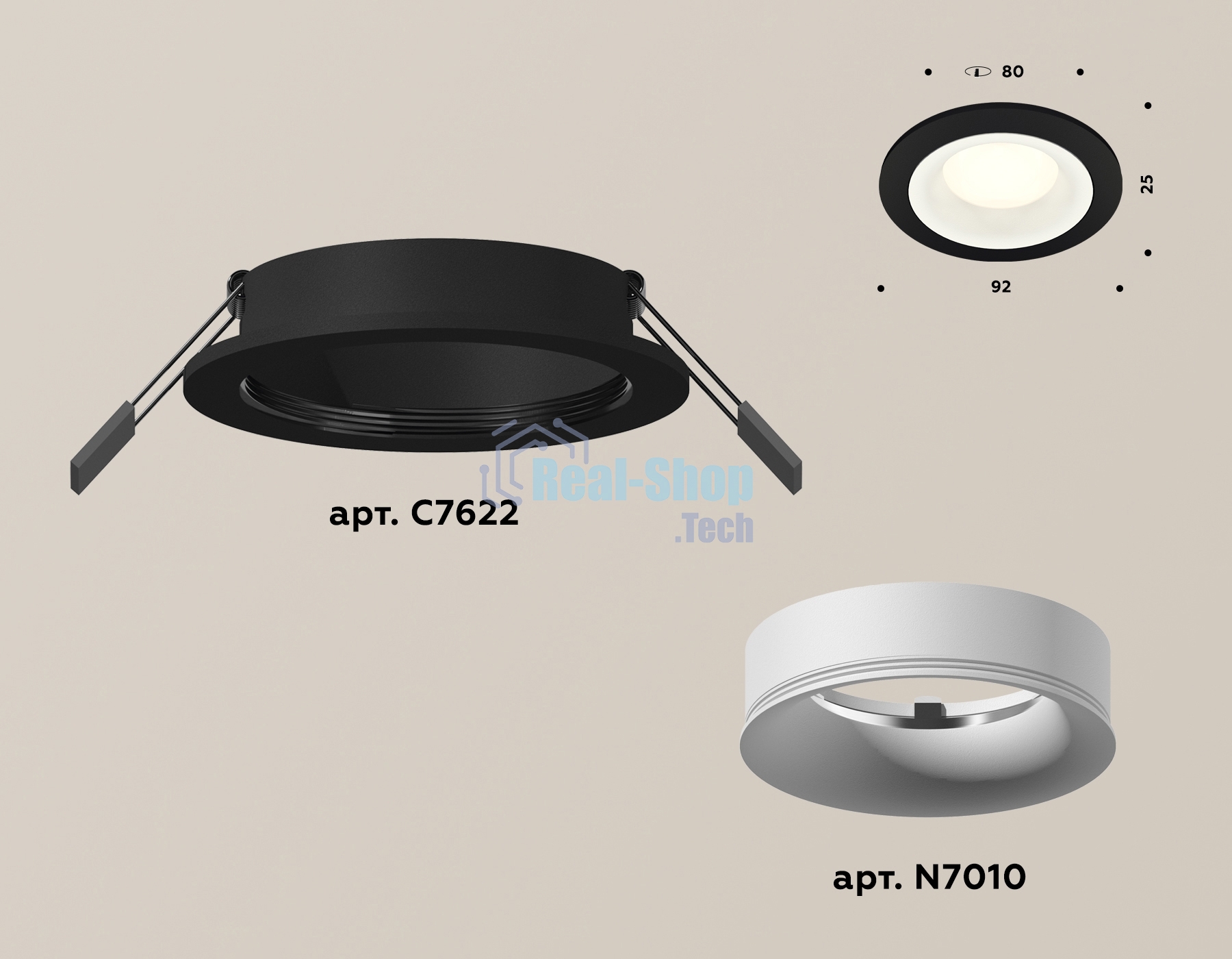 Комплект встраиваемого светильника Ambrella light XC7622001 SBK/SWH черный песок/белый песок MR16 GU5.3 (C7622, N7010)