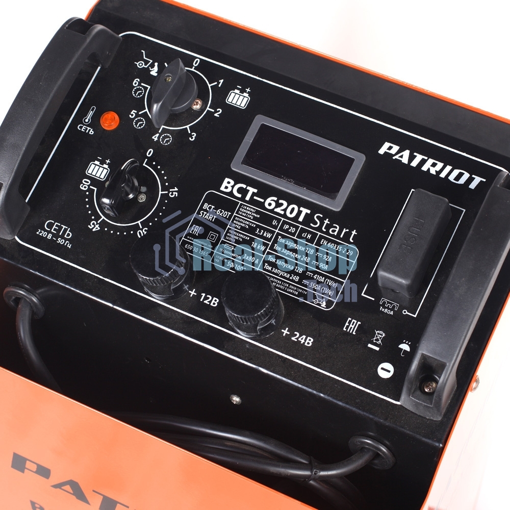 Устройство пуско-зарядное PATRIOT BCT-620T Start220В±15% 3300Вт 12/24В з/п90/550А 50-1000А/ч 25кг