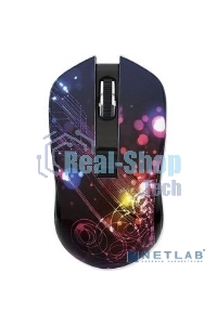 Мышь беспроводная Qumo Fractal M25 черный, 1600 dpi, радиоканал, USB, кнопки - 4