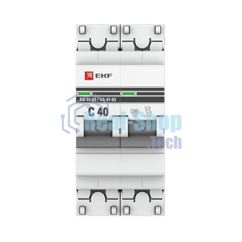 Выключатель автоматический EKF mcb4763-2-40C-pro 2P 40А (C) 4,5kA ВА 47-63 EKF PROxima