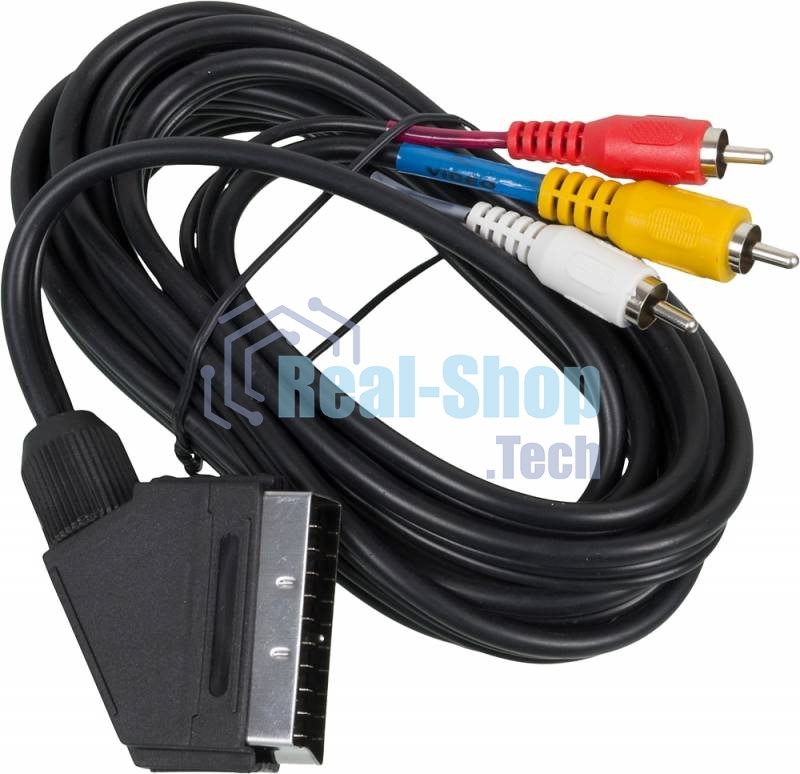 Кабель аудио-видео Ningbo SCART (m)/3хRCA (m) 3м. черный