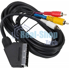 Кабель аудио-видео Ningbo SCART (m)/3хRCA (m) 3м. черный