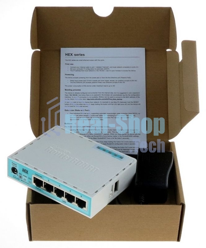 Роутер MikroTik RB750Gr3 hEX (RouterOS L4) with power supply and case 5 port 10/100/1000 гигабитный высокопроизводительный Ethernet