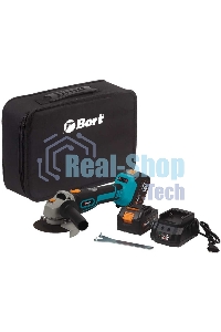 Угловая шлифовальная машина аккумуляторная Bort BWS-18Li-125 Диам. диска 125 мм; Аккумулятор 4 А.ч; Скорость холостого хода 4 000 - 9 000 об/мин;