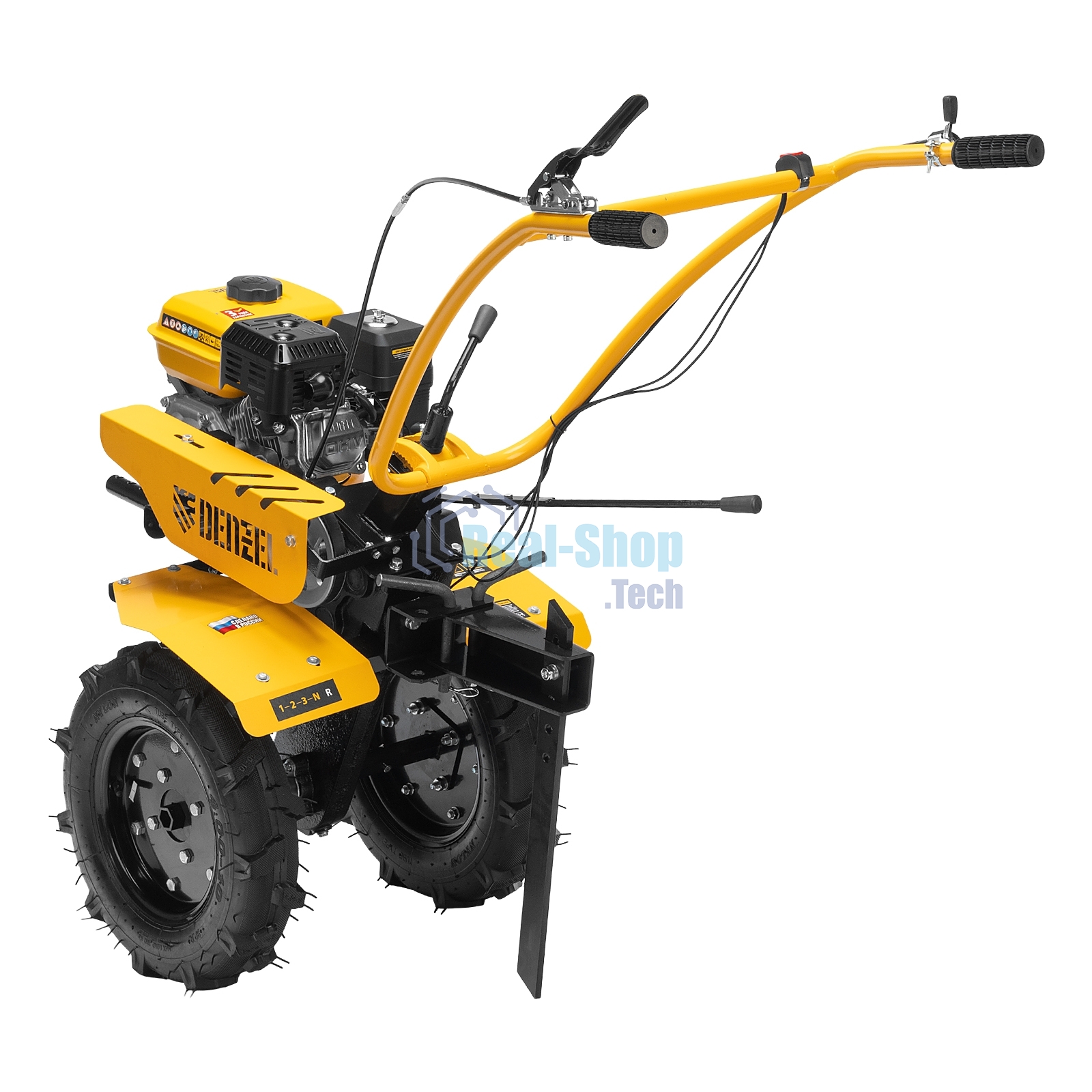 Мотоблок Denzel DPT-370S, 7 л.с., ремен.сцеп, фрез 3х4, ШОМ, передачи 3В/1Н