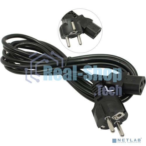 Кабель питания ExeGate Power PC-3P (Евровилка Schuko->С13) VDE-250V-3*0.5-CU, 6A, черный, 3м