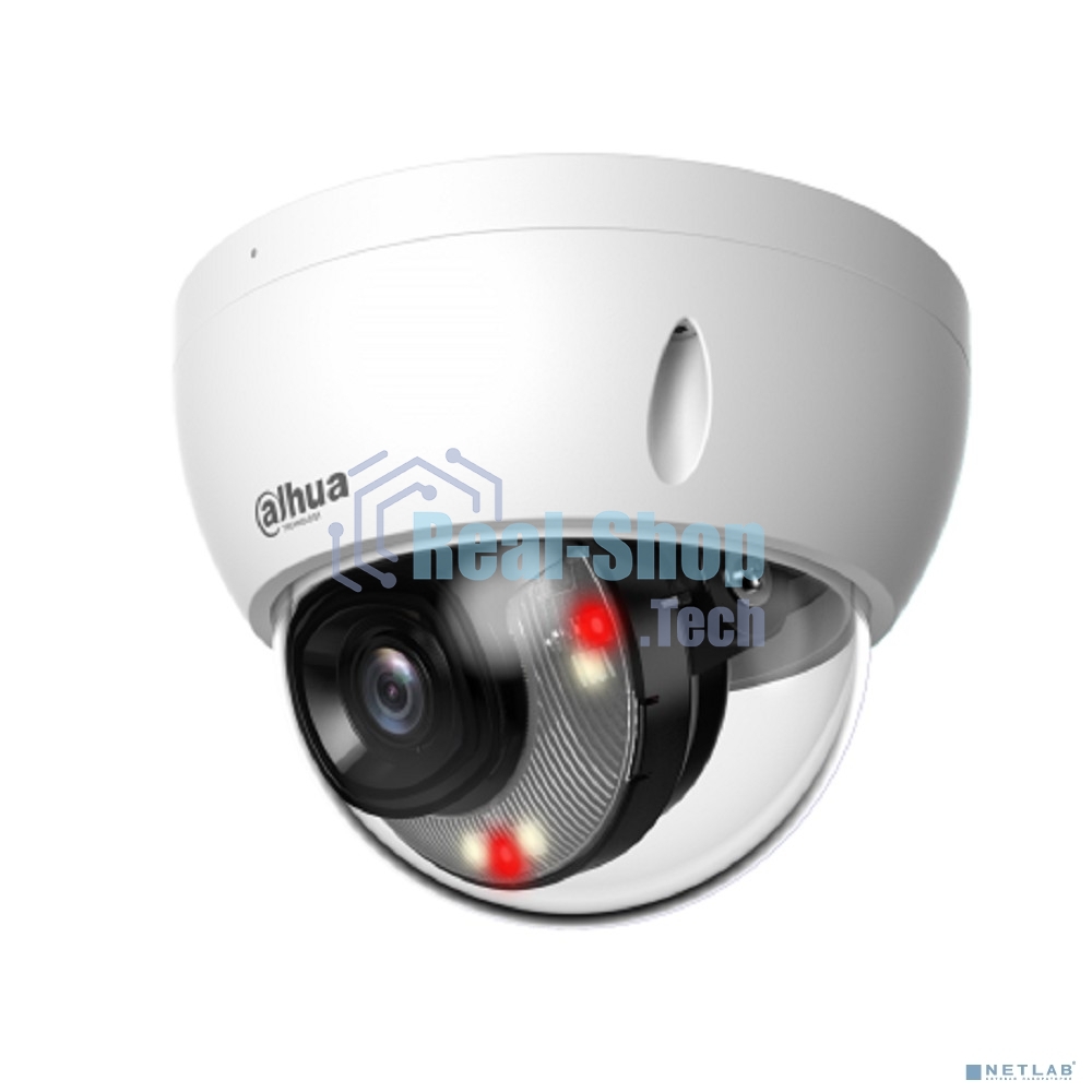 Уличная купольная IP-видеокамера Dahua DH-IPC-HDBW2849EP-S-IL-0280B SmartDualLight 8Мп, 1/2.7” CMOS, объектив 2.8мм, видеоаналитика, микрофон, ИК 30м, LED 30м, P67, IK10, металл