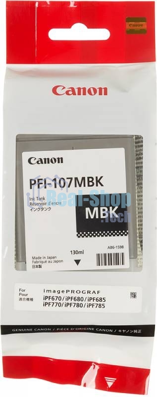 Картридж струйный Canon PFI-107MBK (6704B001) черный матовый (130 мл) для Canon iP F680/685/780/785