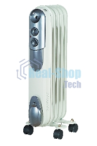 Обогреватель масляный Ресанта ОМПТ- 5Н (5 секций), белый, 1000 Вт, 10 м2, термостат 67/3/2