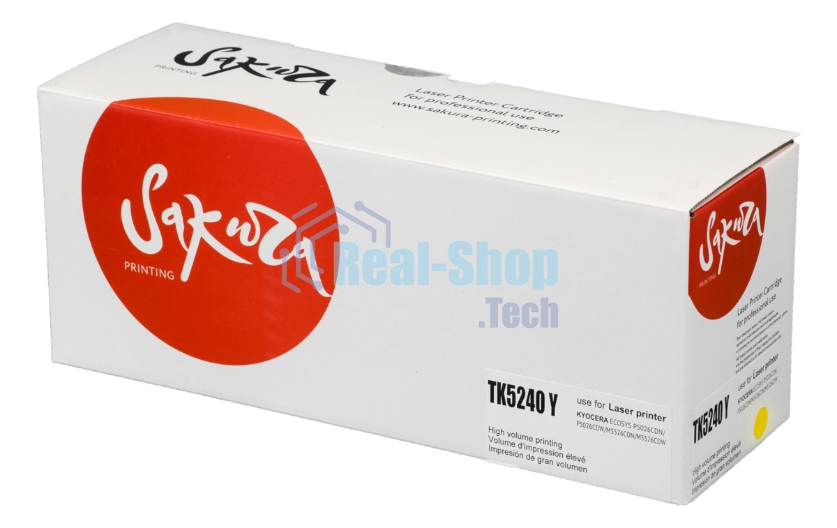 Картридж Sakura TK5240Y для Kyocera Mita ECOSYS p5026cdn/p5026cdw/m5526cdn/m5526cdw, желтый, 3 000к.