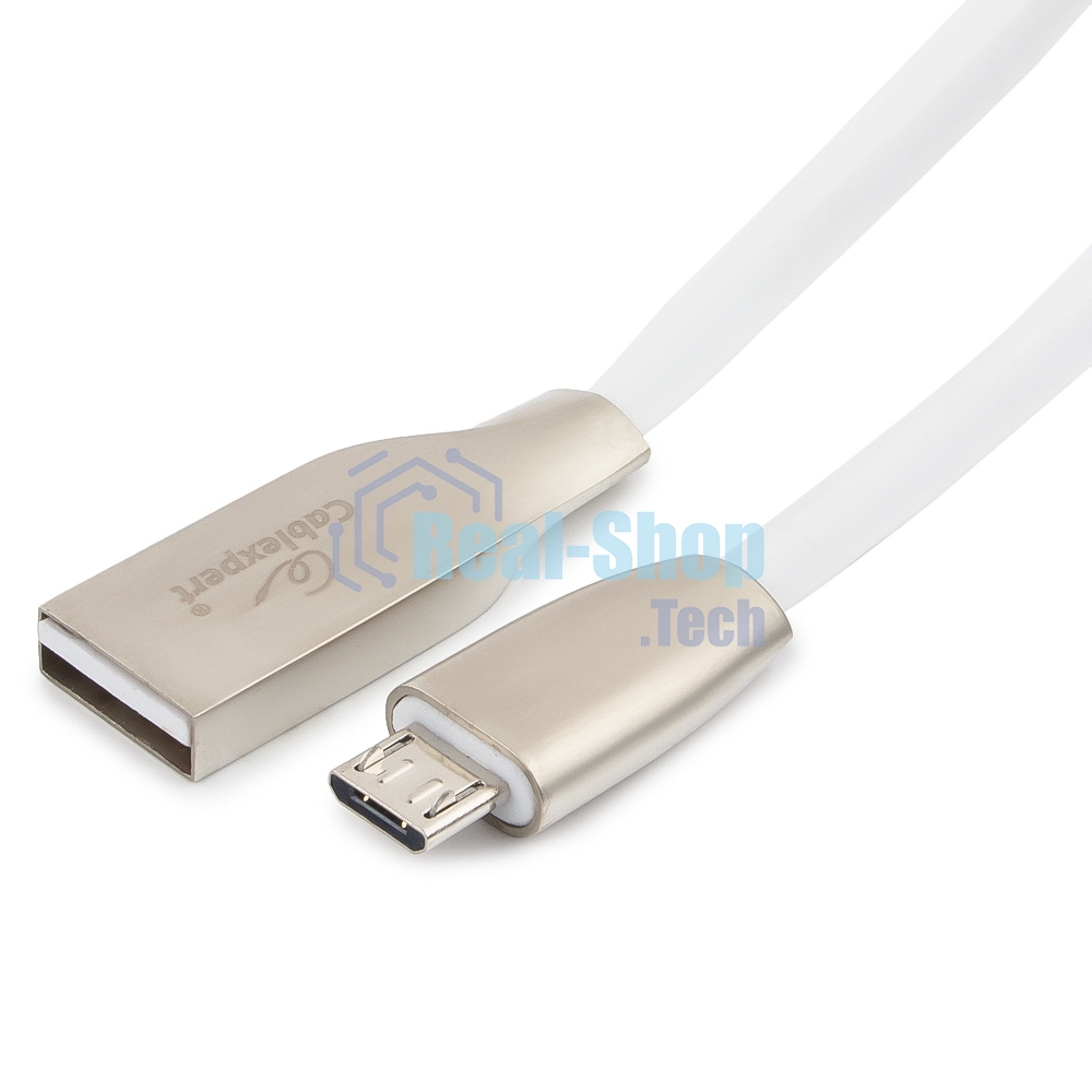 Кабель USB 2.0 Cablexpert CC-G-mUSB01W-1M, AM/microB, серия Gold, длина 1м, белый, блистер