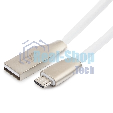 Кабель USB 2.0 Cablexpert CC-G-mUSB01W-1M, AM/microB, серия Gold, длина 1м, белый, блистер
