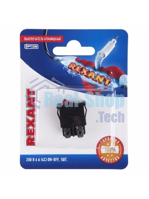 Выключатель клавишный Rexant 250V 6А (4с) ON-OFF красный с подсветкой Mini (RWB-207, SC-768)