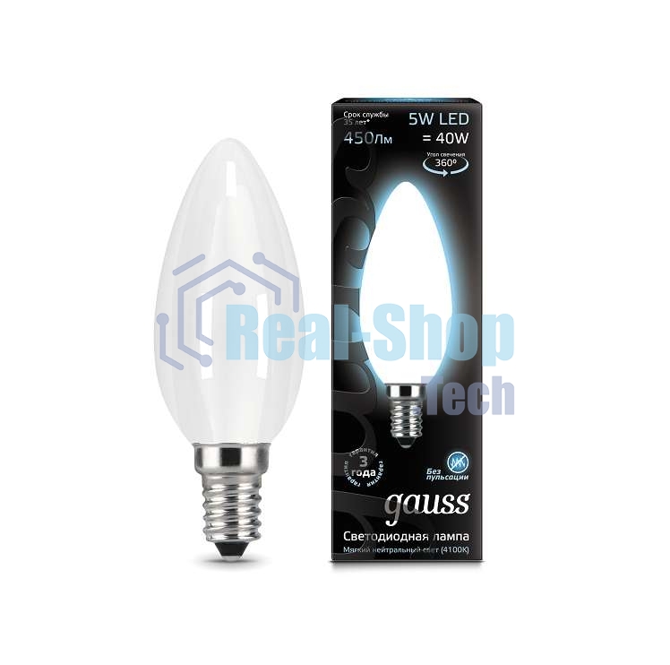 Лампа светодиодная Gauss Filament Свеча E14 5Вт 4100К OPAL