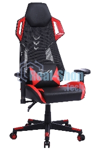 Кресло игровое Cactus CS-CHR-090BLR черный/красный, сиденье черный/красный, эко.кожа/сетка, крестовина пластик, пластик черный