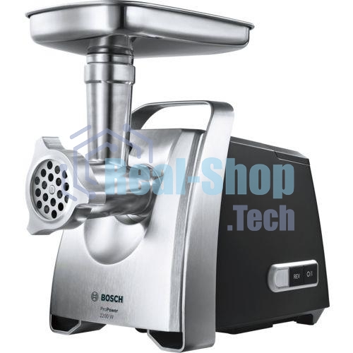 Мясорубка электрическая Bosch MFW68680 черный, 2200 Вт, 4.3 кг/мин, реверс, защита от перегрузки, насадки - 5