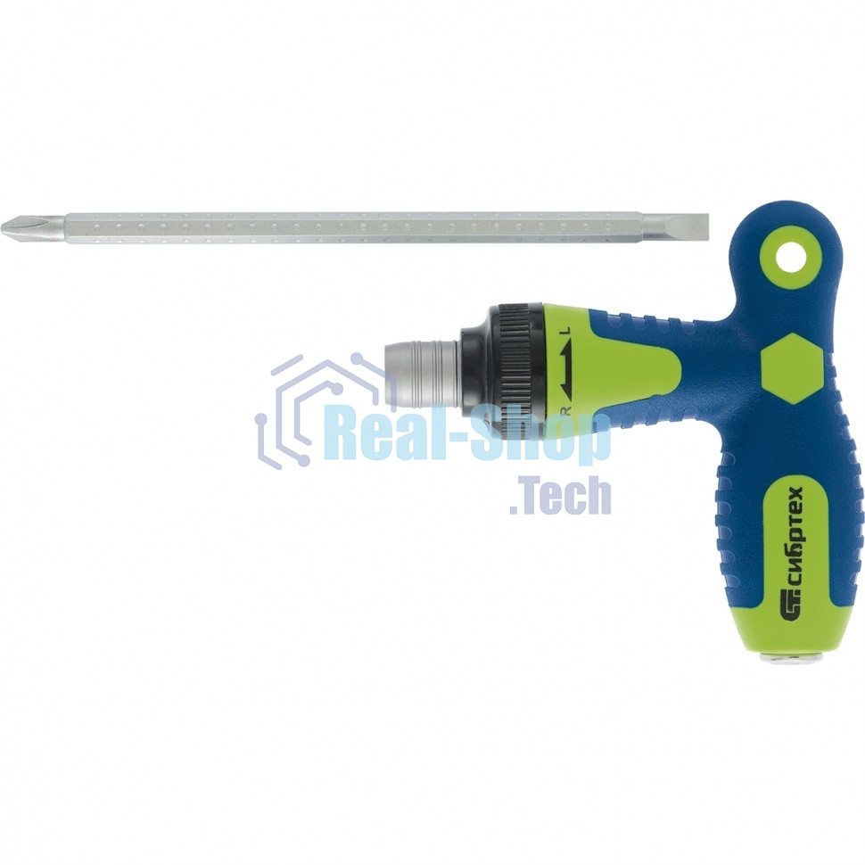 Отвертка Сибртех реверсивная Т-образная комбинированная PH2/SL6, CrV