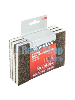 Губка для шлифования Matrix, 125 х 100 х 10 мм, мягкая, 3 шт., P 60/80, P 60/100, P 80/120