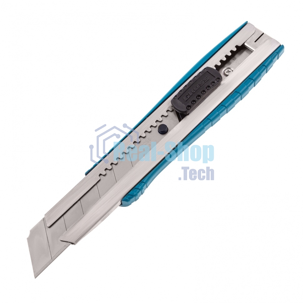 Нож Gross 195 мм, метал.корпус, выдв. сегм. лезвие 25 мм (SK-5), метал. напр-щая, клипса для ремня