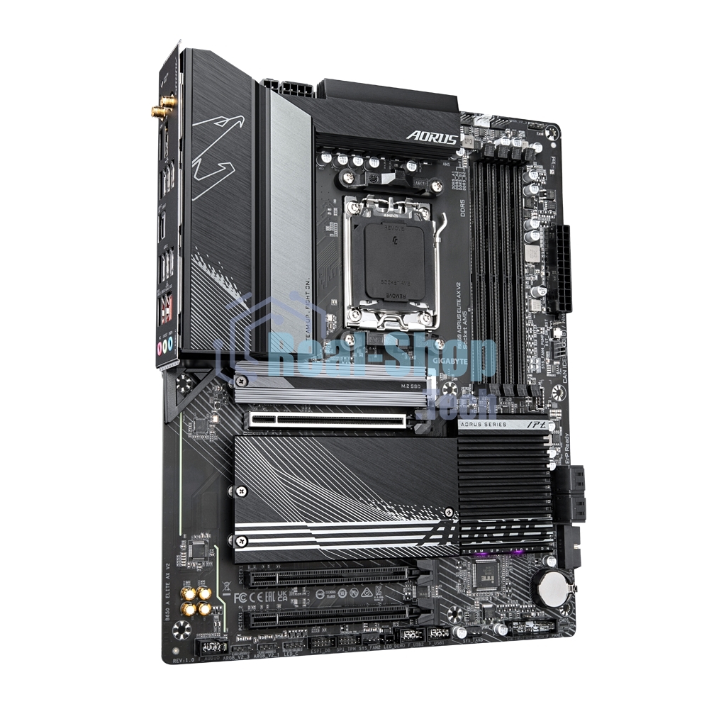 Материнская плата GIGABYTE B650 AORUS ELITE AX V2, AM5, AMD B650, 4xDDR5, 4xSATA, 3xM.2, 1xPCI-E 4.0 x16, 1xHDMI, 1xDP, 1xUSB-C 3.2 Gen 2, 5xUSB-A 3.2 Gen 1, 2xUSB-A 3.2 Gen 2, 4xUSB-A 2.0, 1x 2.5Gb LAN, 3x3.5 мм, 7.1, ATX