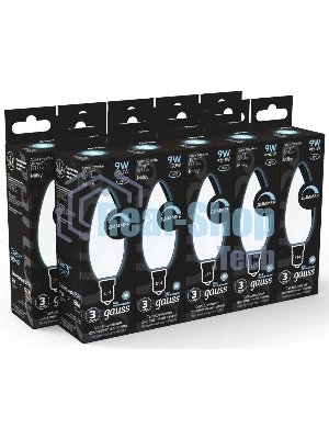 Лампа cветодиодная LED Gauss Filament Свеча 9W 610lm 4100К Е14 milky диммируемая 1/10/50 103201209-D