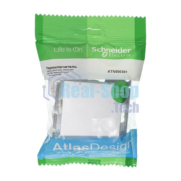 Механизм переключателя 1-кл. ATLAS DESIGN (сх.6) 10АХ алюм. SchE ATN000361