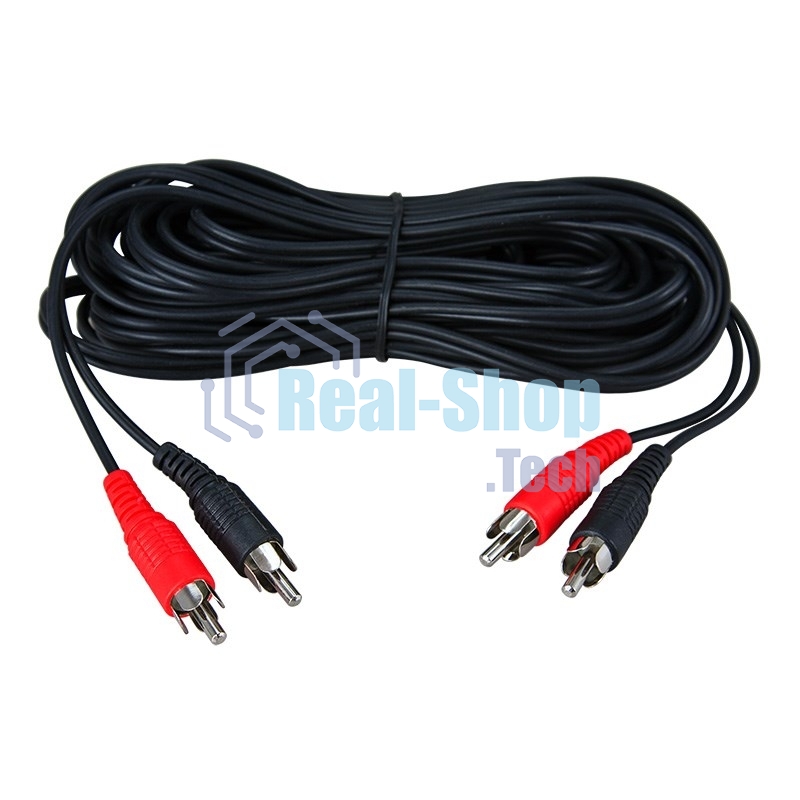 Шнур Rexant 2 RCA - 2 RCA, 1.5 м, черный (10 шт./уп.)