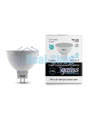 Лампа светодиодная Gauss 13529 LED Elementary MR16 GU5.3 9Вт 4100К