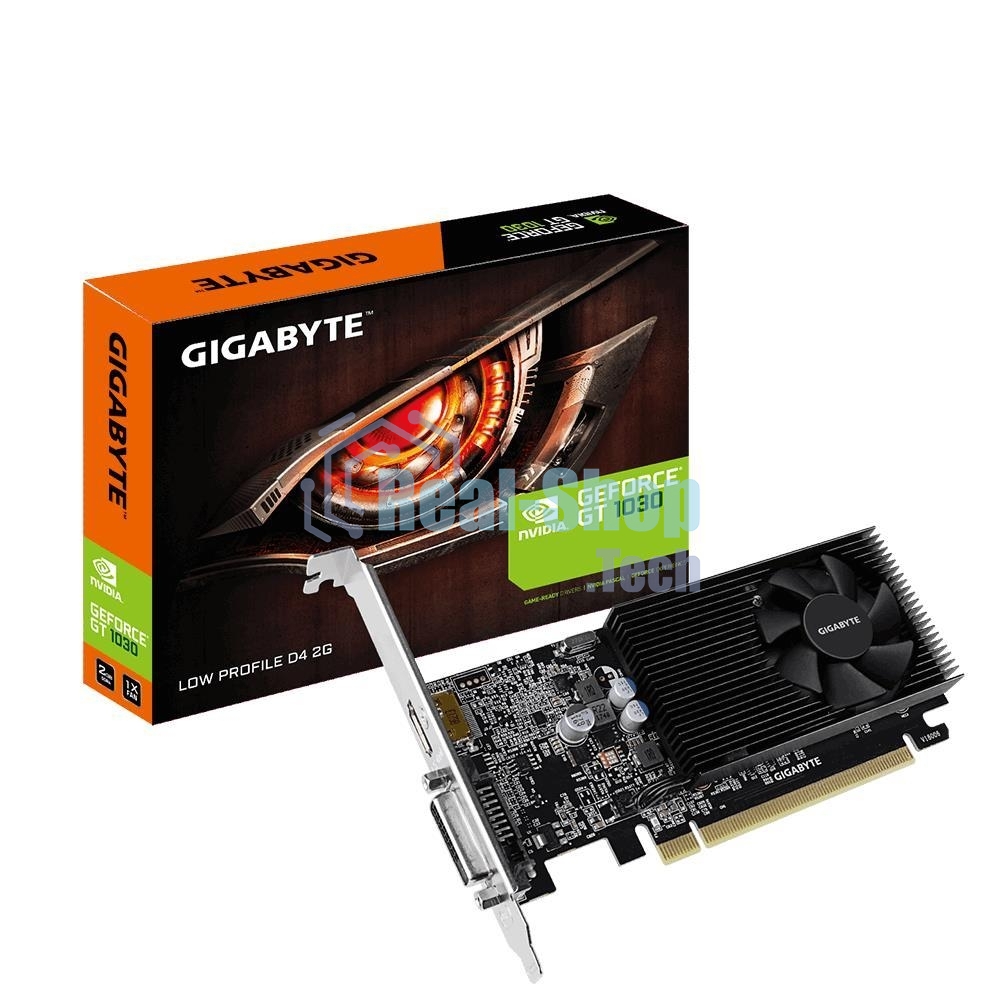 Видеокарта Gigabyte GV-N1030D4-2GL NVidia GeForce GT 1030, 2Gb DDR4/64-bit, PCI-Ex16 3.0, DVI-Dx1, HDMI2.0bx1, LP, 2-slot cooler, Retail