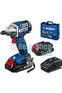 Бесщеточный гайковерт ЗУБР Профессионал GB-250-22, 20В, 2 АКБ (2Ач), в кейсе