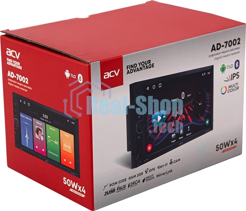Автомагнитола ACV AD-7002, 2 DIN, 7
