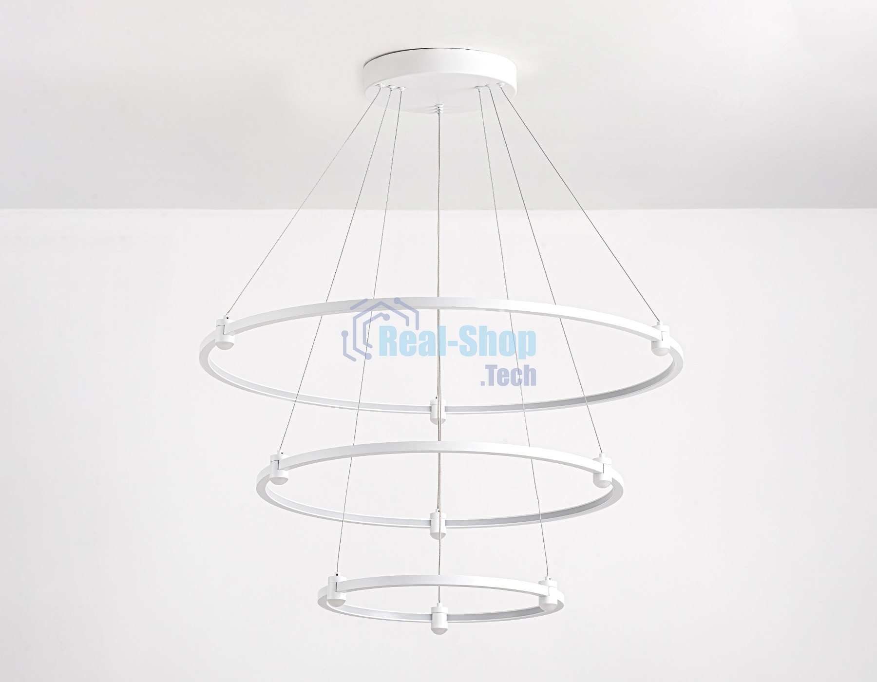 Подвесной светодиодный светильник Ambrella light FL5511/3+9 WH белый 90W 3000K/4200K/6400K D800/600/400*1300 (без ПДУ)