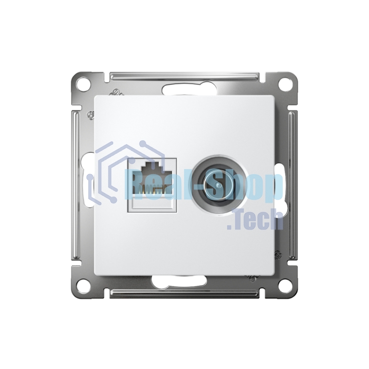 Механизм розетки 2-м AtlasDesign комп. RJ45 кат.5E+TV белый SchE ATN000189