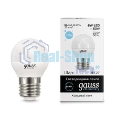 Лампа светодиодная LED Gauss Elementary Globe 6Вт E27 6500К