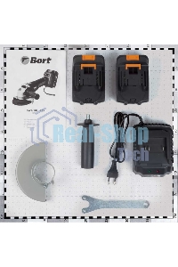 Угловая шлифовальная машина аккумуляторная Bort BWS-18Li-125 Диам. диска 125 мм; Аккумулятор 4 А.ч; Скорость холостого хода 4 000 - 9 000 об/мин;