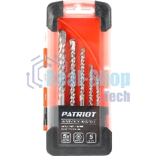 Набор сверл по бетону PATRIOT, 5 шт: 4x75 мм, 5x85мм, 6x100 мм, 8x120 мм, 10x120 мм, в боксе