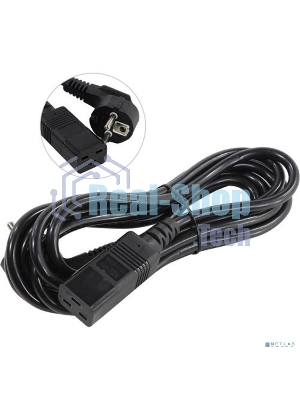 Кабель питания ExeGate Power PC19-3P (Евровилка Schuko->С19) VDE-250V-3*1.5-CU, черный, 16А, 3м