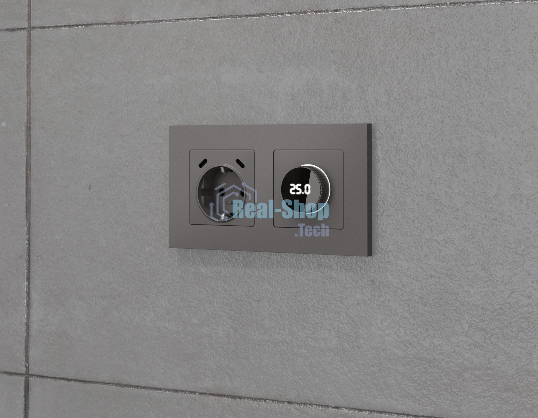 Комплект механизма электрической розетки 2USB С+C 20W с/з на винтовых зажимах 16A-250V ALFA Антрацит серый QUANT (AP6605, VM165) MA660510