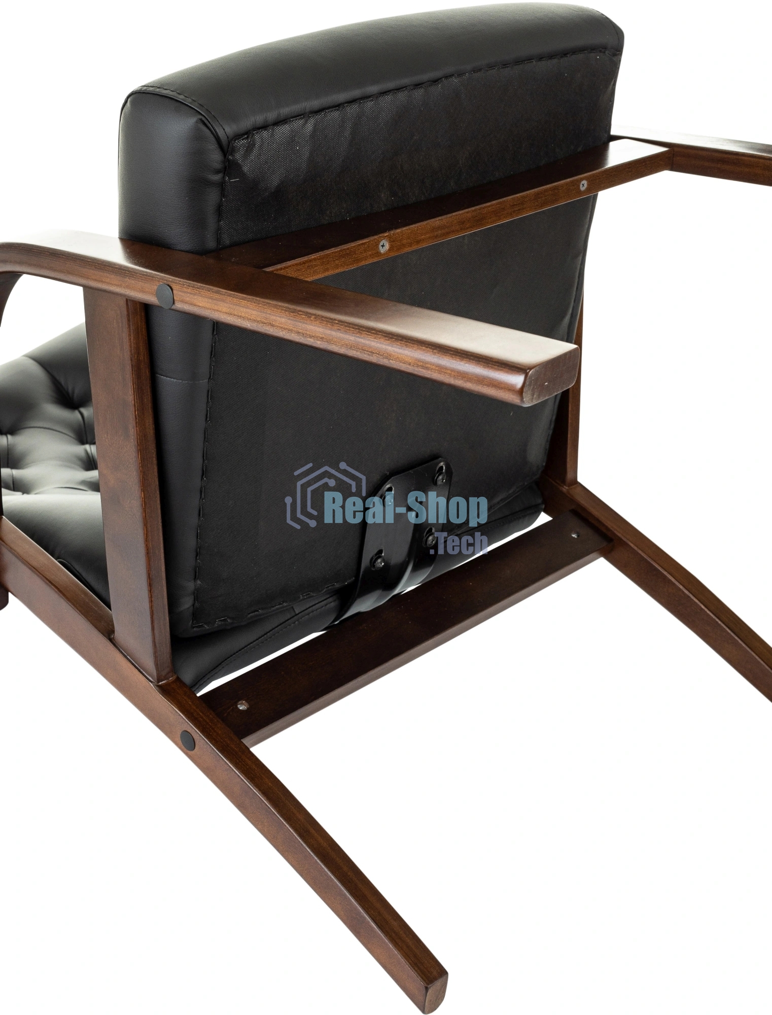 Кресло офисное Бюрократ T-9928WALNUT-CF черный, кожа, на ножках, дерево