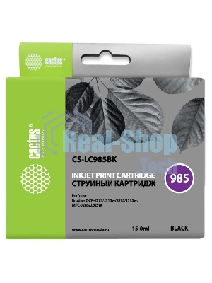 Картридж струйный Cactus CS-LC985BK черный (15 мл) для Brother DCPJ315W/DCPJ515W/MFCJ265W