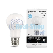Лампа светодиодная LED Gauss Elementary A60 15Вт E27 6500К