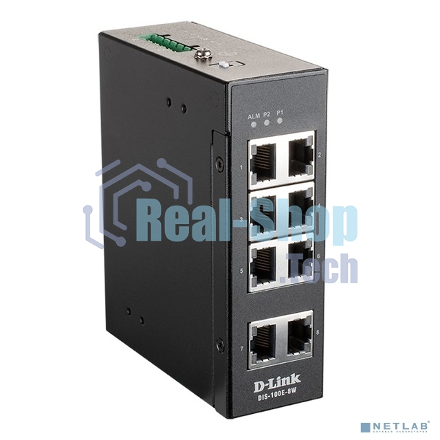 Коммутатор D-Link DIS-100E-8W/A1A, L2 Unmanaged Industrial Switch with 8 10/100Base-TX ports.1K Mac address, 802.3x Flow Control, Stand-alone, Auto MDI/MDI-X for each port, D-link Green technology, Metal case,